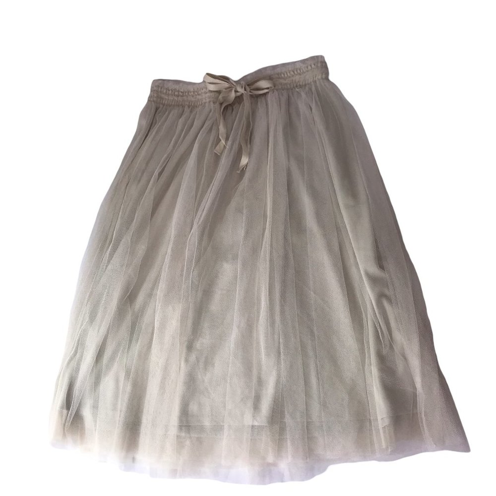 Lauren Conrad LC Tulle Tutu Skirt, Gray Elastic Waist Drawstring Size Women's M